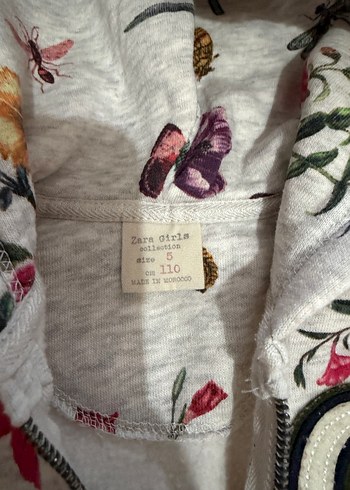 Çiçek Desenli Kapüşonlu Kız Sweatshirt - Görsel 2