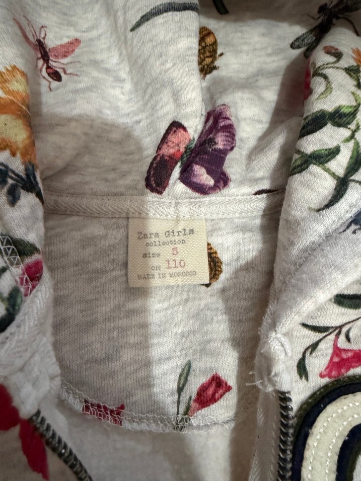 Çiçek Desenli Kapüşonlu Kız Sweatshirt - Görsel 2