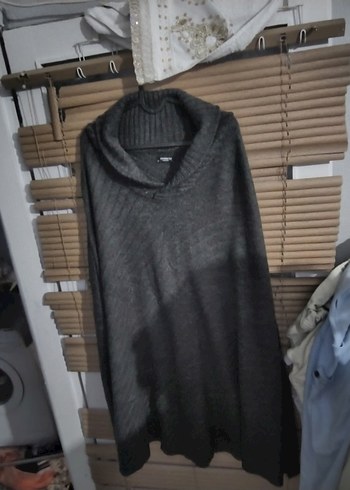 H&M Koyu Gri Oversize Kapusonlu Triko Kazak