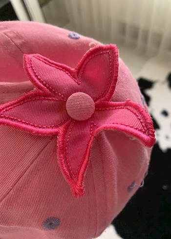 Pembe Nakışlı Butonlu Çocuk Şapkası - Görsel 4