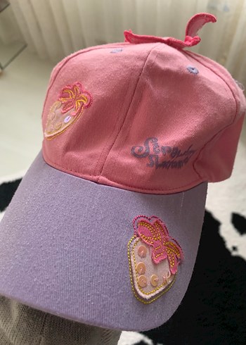 Pembe Nakışlı Butonlu Çocuk Şapkası - Görsel 3