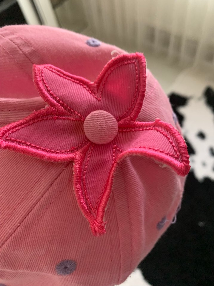 Pembe Nakışlı Butonlu Çocuk Şapkası - Görsel 4