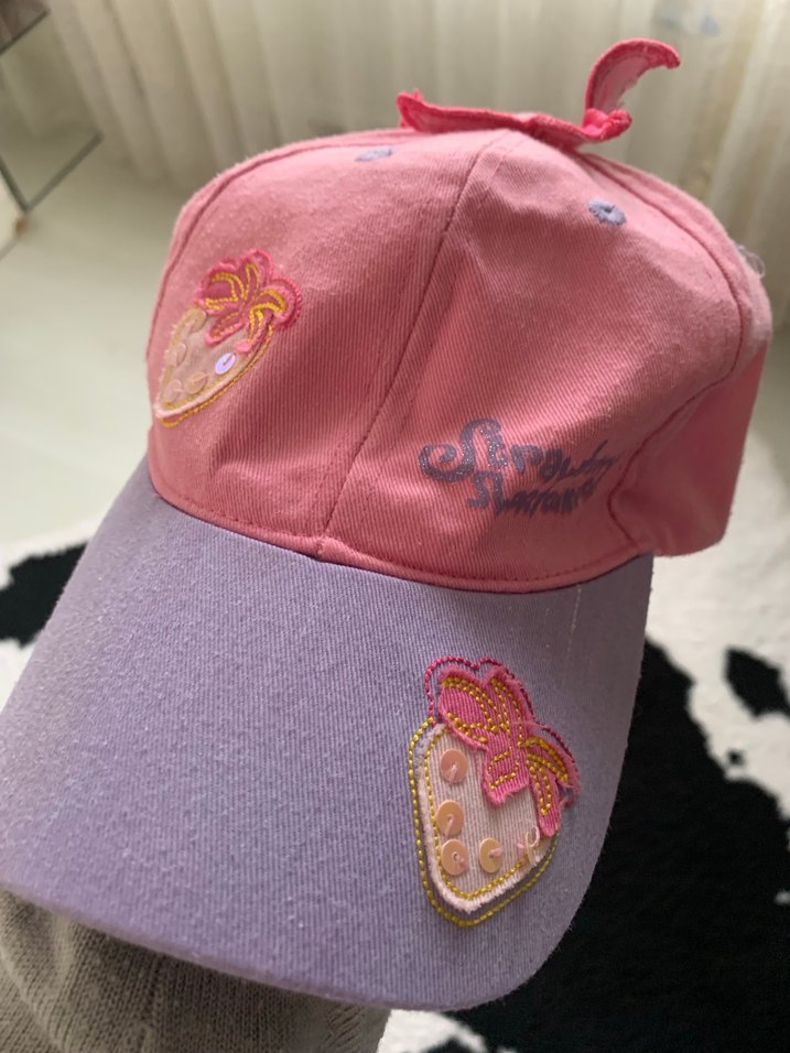 Pembe Nakışlı Butonlu Çocuk Şapkası - Görsel 3