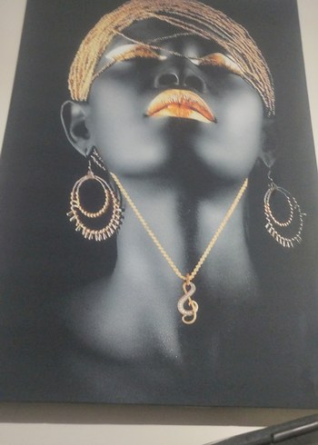 Altın Detaylı Karanlık Portre Tablosu ledli - Görsel 4