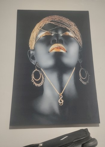 Altın Detaylı Karanlık Portre Tablosu ledli - Görsel 3