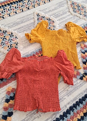 İkisi birlikte crop bluz kiremit