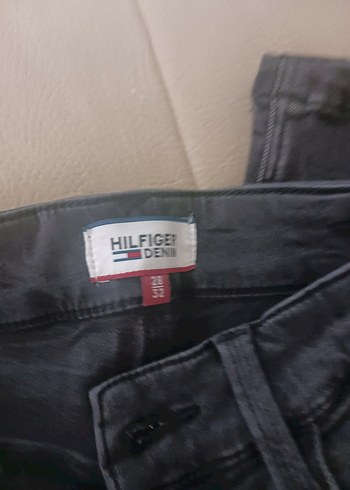 Tommy Hilfiger Gri Normal Boy Kemerli Kadın Kot Pantolon