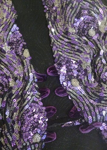 Mor Drapeli Uzun Kadın Abiye Elbise - Görsel 5