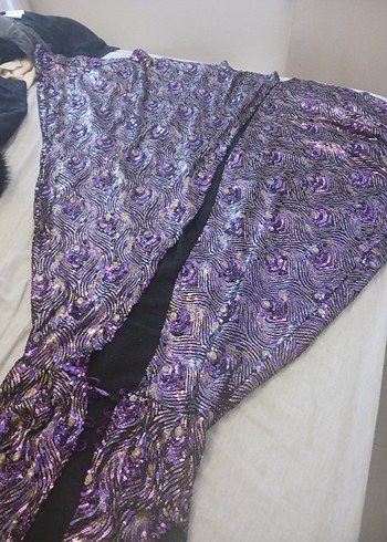 Mor Drapeli Uzun Kadın Abiye Elbise - Görsel 8