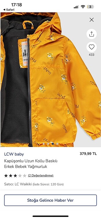LC Waikiki LCW Bebek yağmurluk