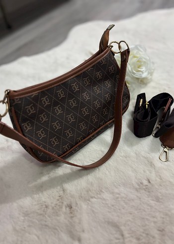 Zara Sik Kahverengi Monogram Omuz Cantasi