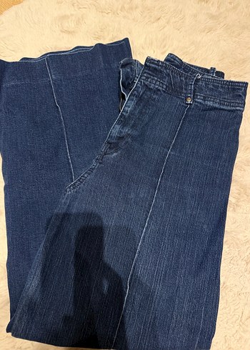 Zara Koyu Mavi Yuksek Bel Denim Jean