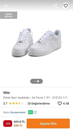 36 Beden beyaz Renk Nike spor ayakkabı