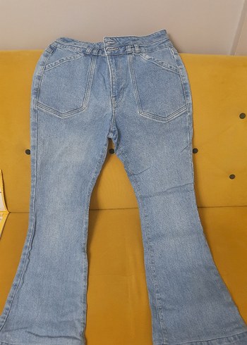 Mavi Bağcıklı Rahat Kesim Kadın Kot Pantolon