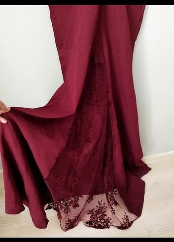 m Beden bordo Renk Abiye Elbise