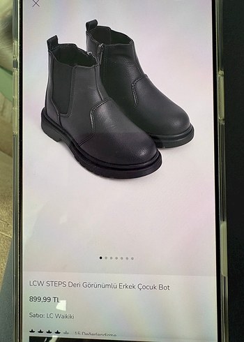 LC Waikiki Erkek Çocuk Siyah Deri Görünümlü Bot