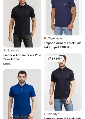 Emporio Armani-Erkek Lacivert Kısa Kollu Polo Tişört - Görsel 6