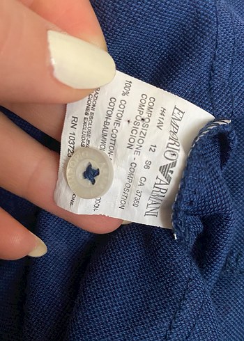 Emporio Armani-Erkek Lacivert Kısa Kollu Polo Tişört - Görsel 4