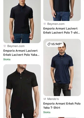 Emporio Armani-Erkek Lacivert Kısa Kollu Polo Tişört - Görsel 7