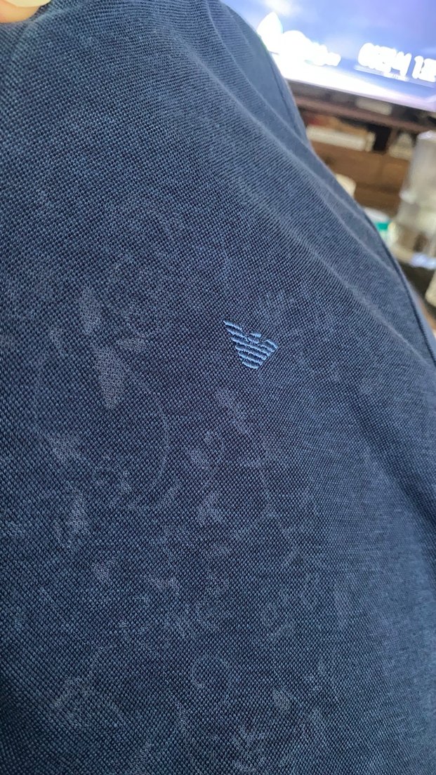 Emporio Armani-Erkek Lacivert Kısa Kollu Polo Tişört - Görsel 5