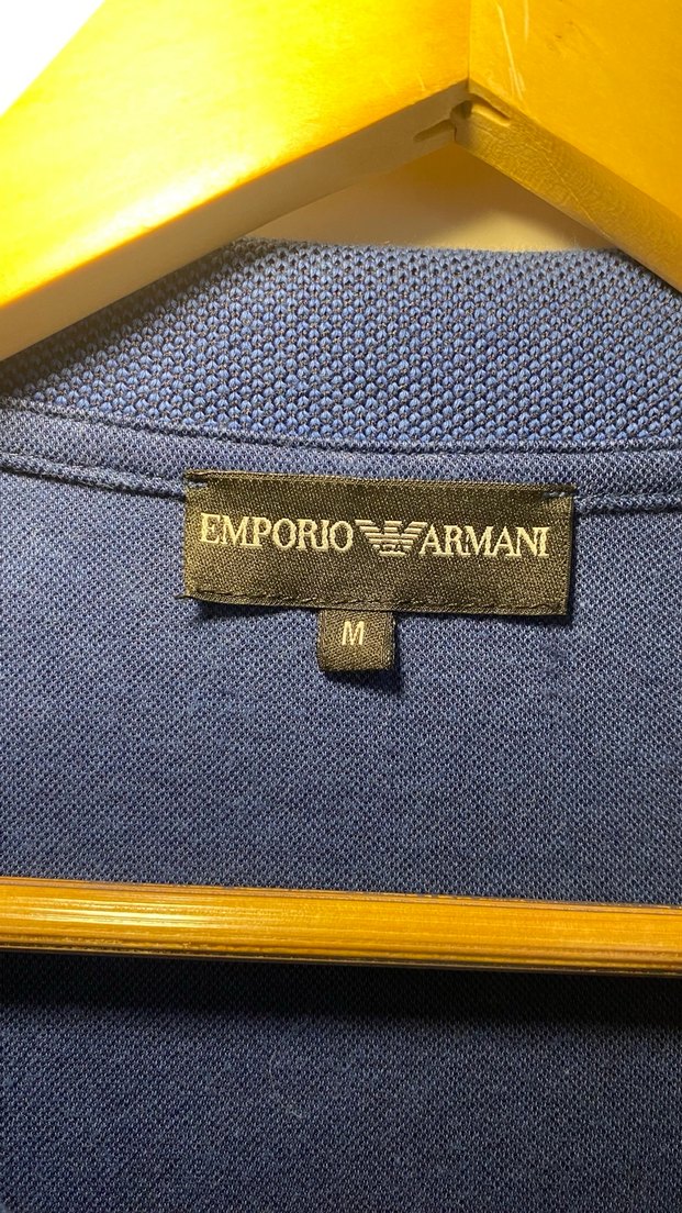 Emporio Armani-Erkek Lacivert Kısa Kollu Polo Tişört - Görsel 2
