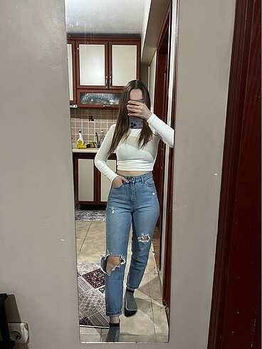 Yırtık Mom Jean Pantolon
