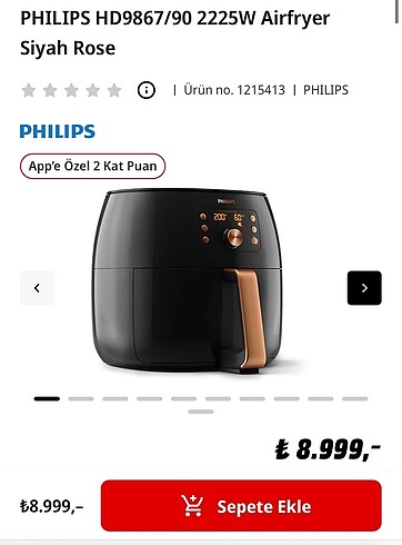 Philips PHILIPS HD9867/90 2225W Airfryer Siyah Rose