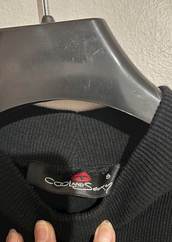 Siyah Süet Yüksek Yakalı Kolsuz Triko Elbise - Görsel 2