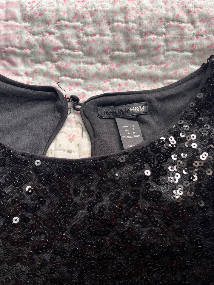 Siyah Payetli Kolsuz Mini Elbise - Görsel 2