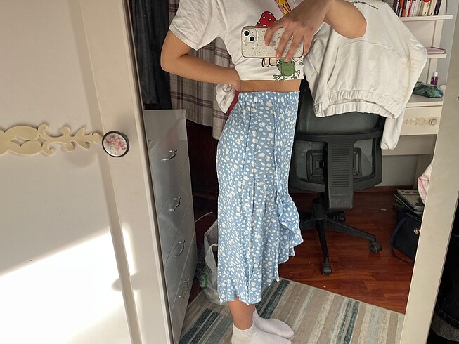 midi çiçekli etek - Görsel 2