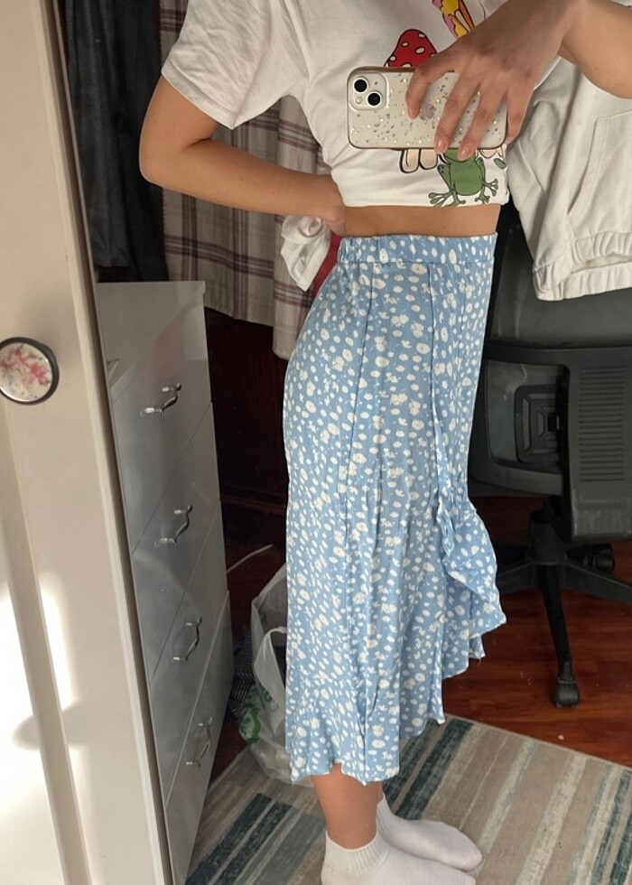 midi çiçekli etek - Görsel 2