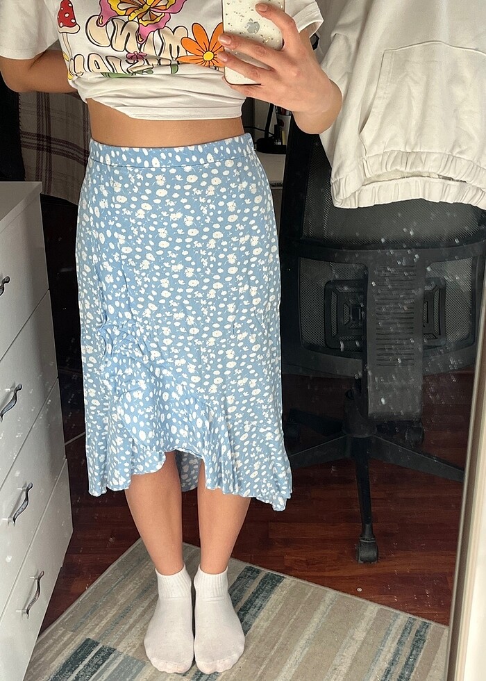 midi çiçekli etek - Görsel 3