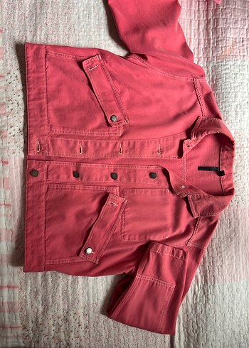 Pembe Kadın Kot Ceket - Görsel 3