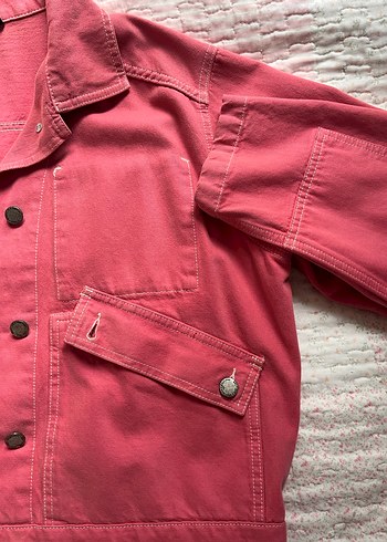Pembe Kadın Kot Ceket - Görsel 4