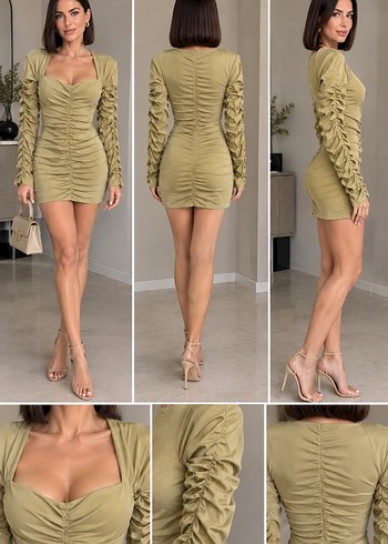 BSL FASHION Haki Mini Elbise Siklik Ve Rahatlik Bir Arada