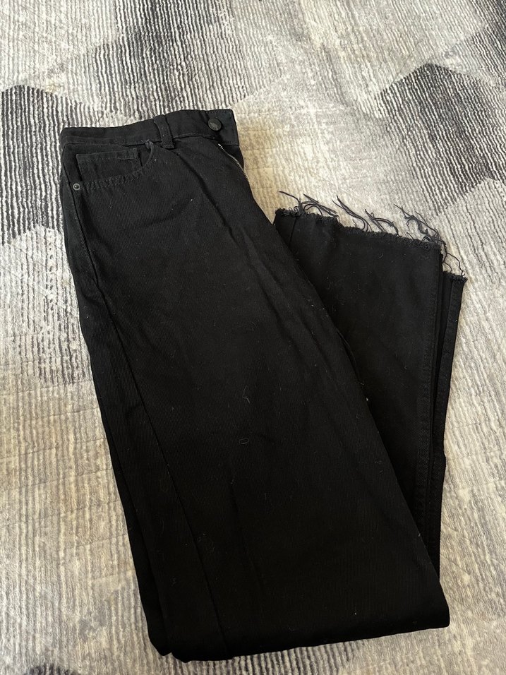 Siyah Yüksek Bel Geniş Paça Jean Pantolon — görsel 3/4