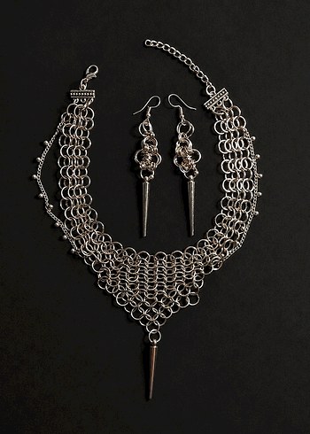 Accessorize Gotik Gumus Zincir Kolye Kupe Seti
