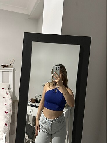 s Beden Zara mavi croptop