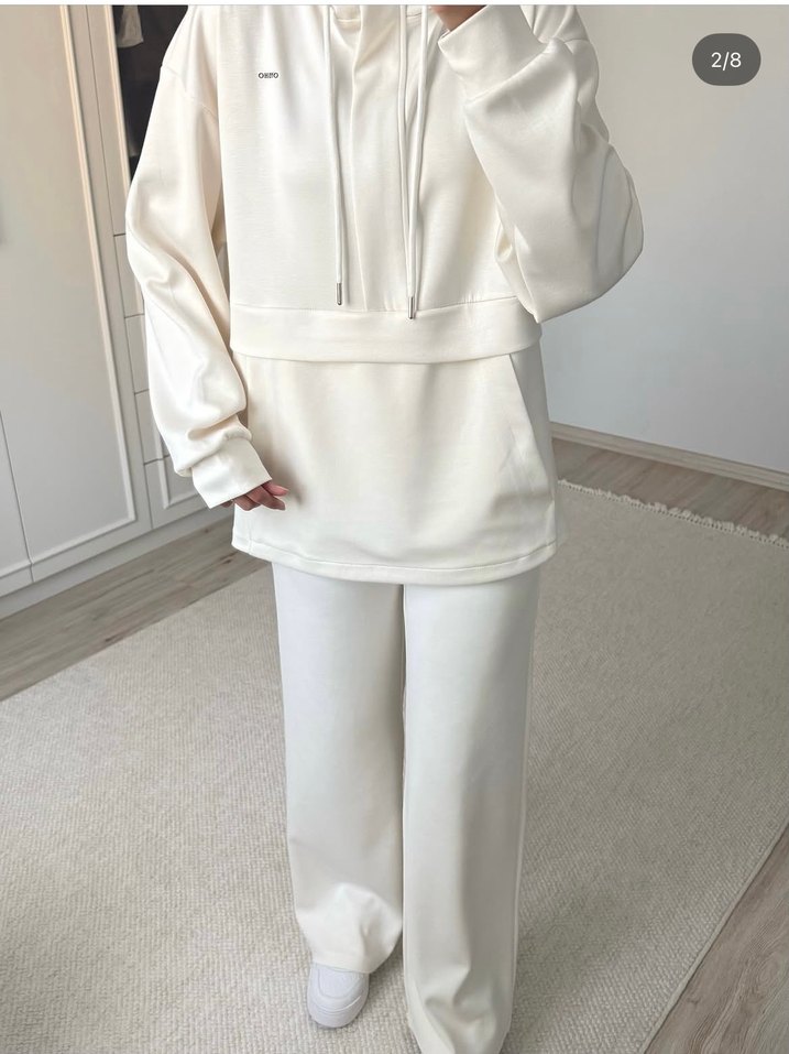 Oysho Ekru Oversize Kapüşonlu Sweatshirt — görsel 2/7
