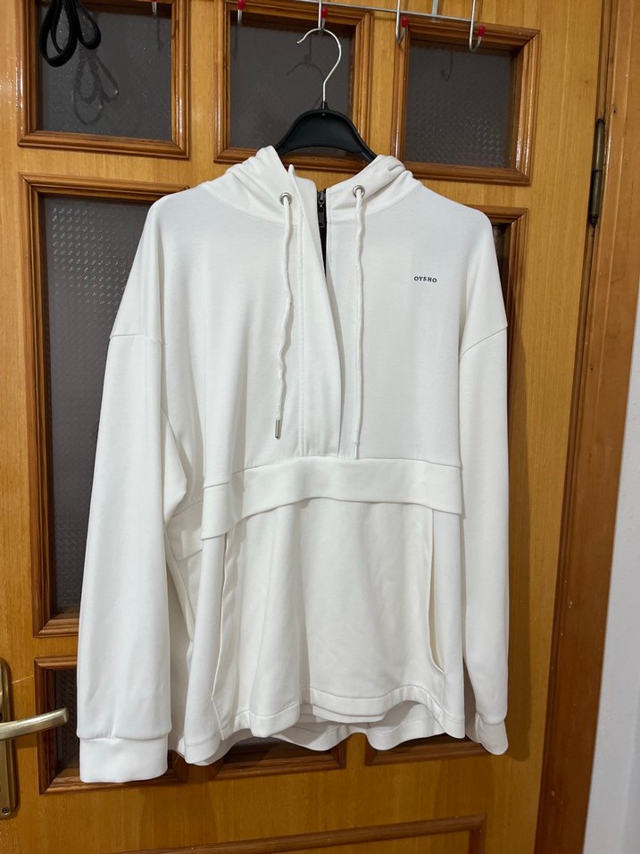 Oysho Ekru Oversize Kapüşonlu Sweatshirt — görsel 3/7