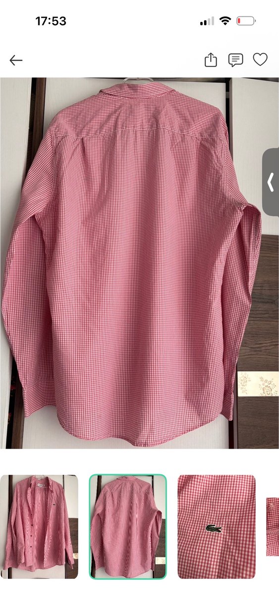 Orijinal Lacoste Pembe Mikro Kareli Gömlek — görsel 2/6