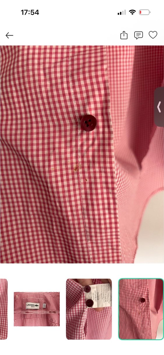 Orijinal Lacoste Pembe Mikro Kareli Gömlek — görsel 6/6