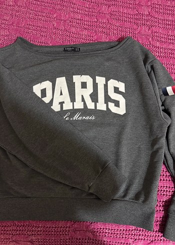 Stradivarius Paris Baskili Antrasit Sweatshirt
