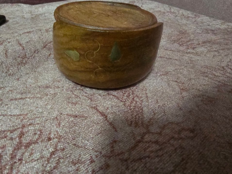 Bohem Tarzı Parlak Kahverengi Ahşap Bardak Altlığı - Görsel 2