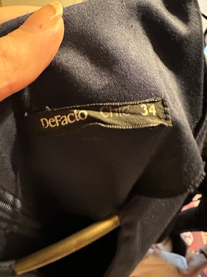 Lacivert V Yaka Midi Ofis Elbisesi - Görsel 2