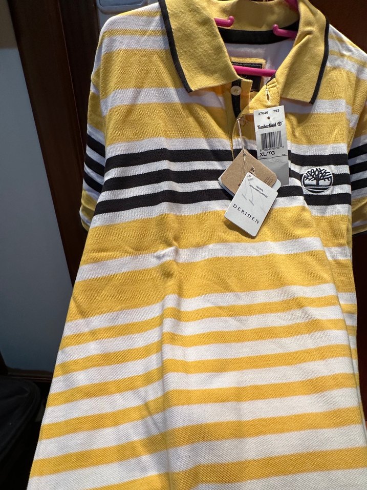 Sarı Çizgili Polo Yaka Erkek Tişört - Görsel 4