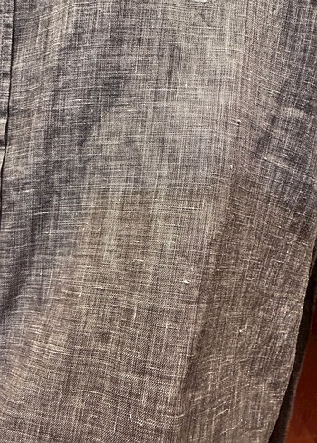 Gri Erkek Keten Uzun Kollu Gömlek - Görsel 3