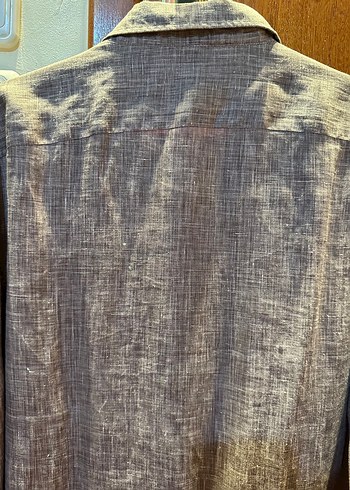 Gri Erkek Keten Uzun Kollu Gömlek - Görsel 7