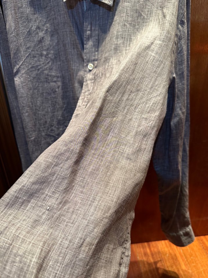 Gri Erkek Keten Uzun Kollu Gömlek - Görsel 2