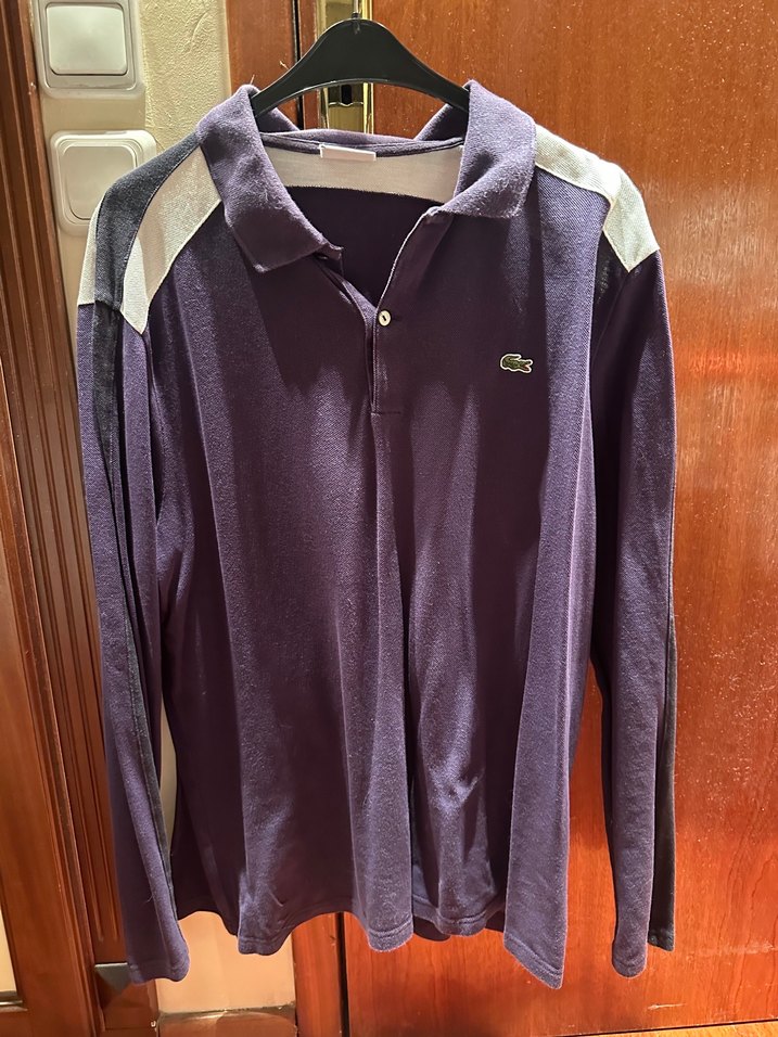 Erkek Mor Uzun Kollu Polo Tişört - Görsel 2